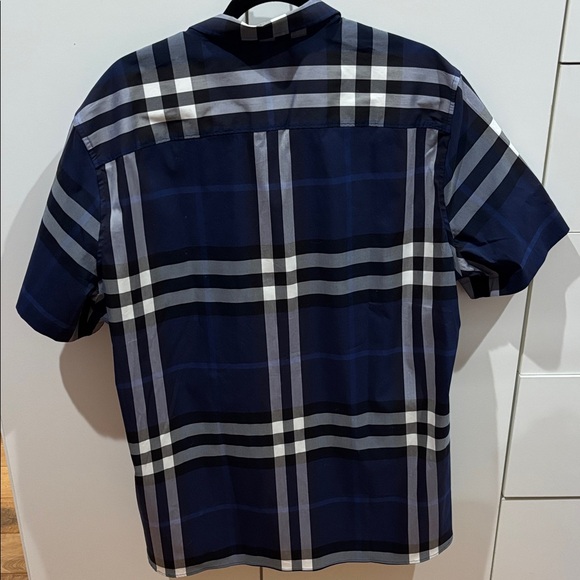 Burberry Navy and White Checkered Men's Shirt - Picture 3 of 5